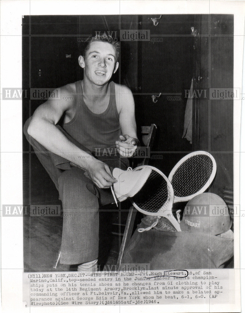 1947 Press Photo Pvt. High Steward, Tennis Player - Historic Images