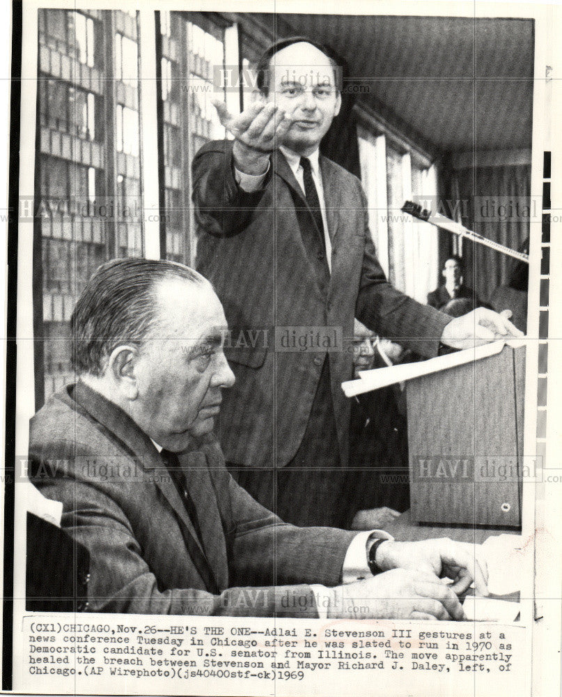 1969 Press Photo Adlai Stevenson Richard J. Daley - Historic Images