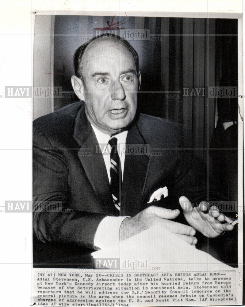 1964 Press Photo Crisis Southeast asia Adlai Stevenson - Historic Images