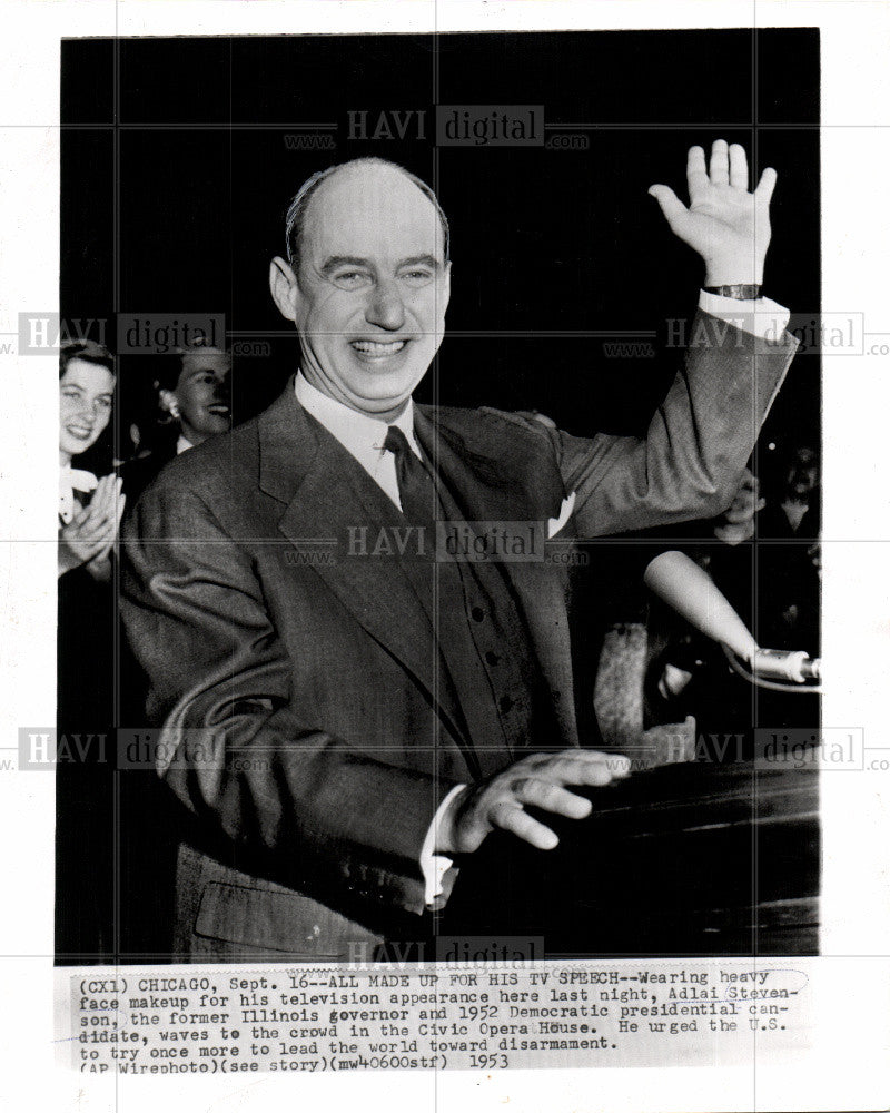 1953 Press Photo Adlai Stevenson Speech Disarmament - Historic Images