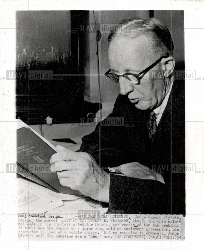 1954 Press Photo Judge Edward Blythin Samuel Sheppard - Historic Images