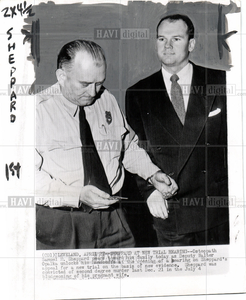 1955 Press Photo Samuel Sheppard Walter Opalka hearing - Historic Images