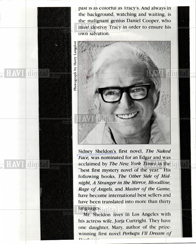 1987 Press Photo Sidney Sheldon Novelist Writer - Historic Images