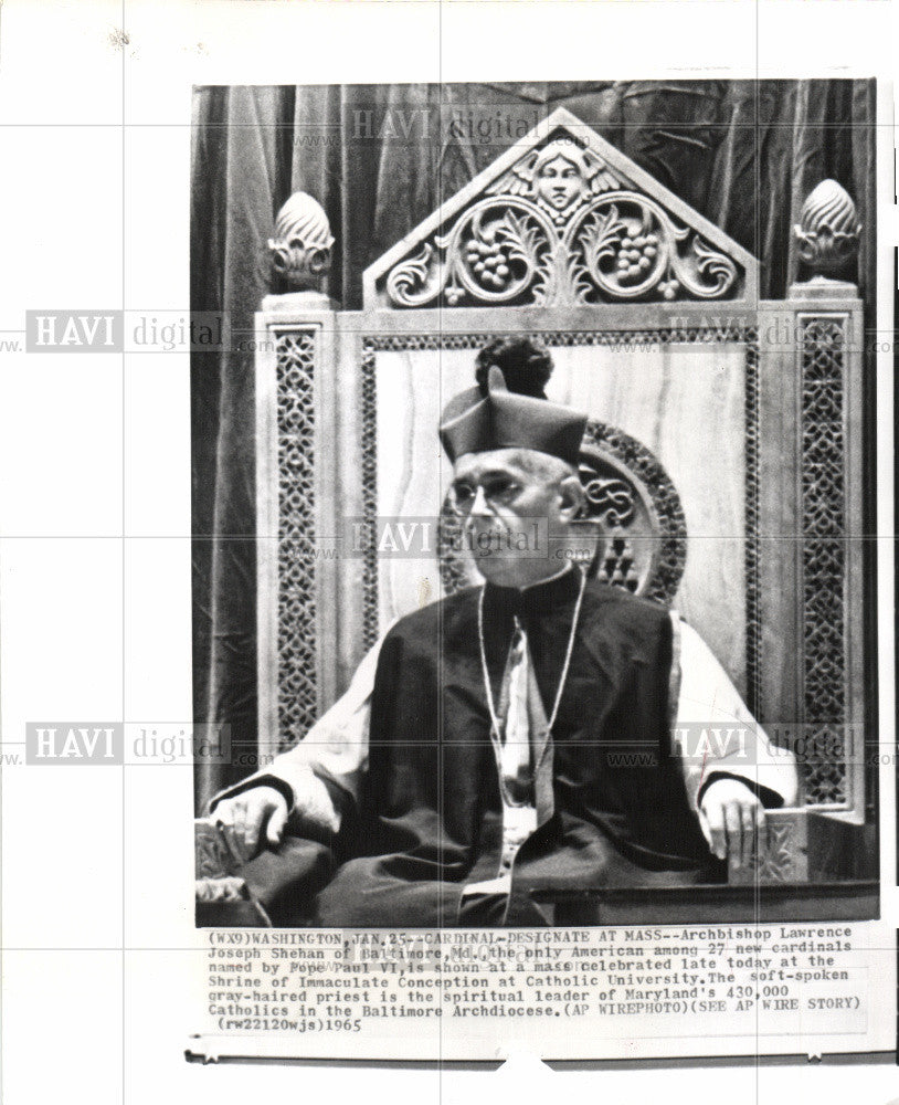 1965 Press Photo Lawrence Joseph Shehan Archbishop Mass - Historic Images