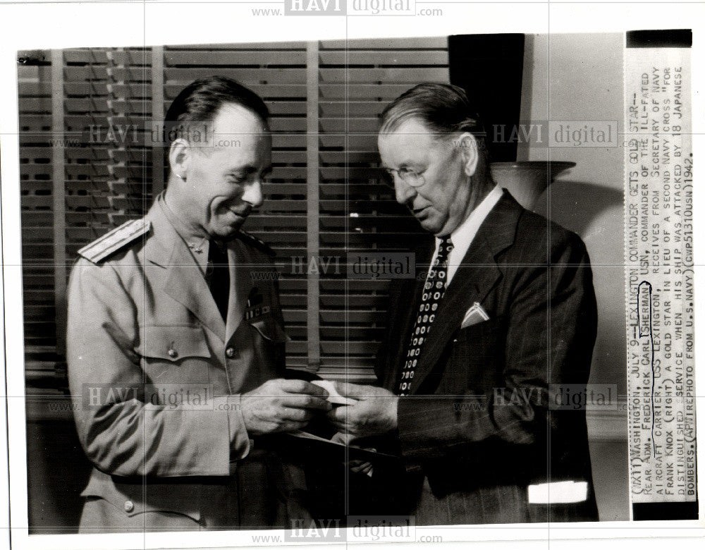 1942 Press Photo Frederick Shermn Frank Knox Navy - Historic Images