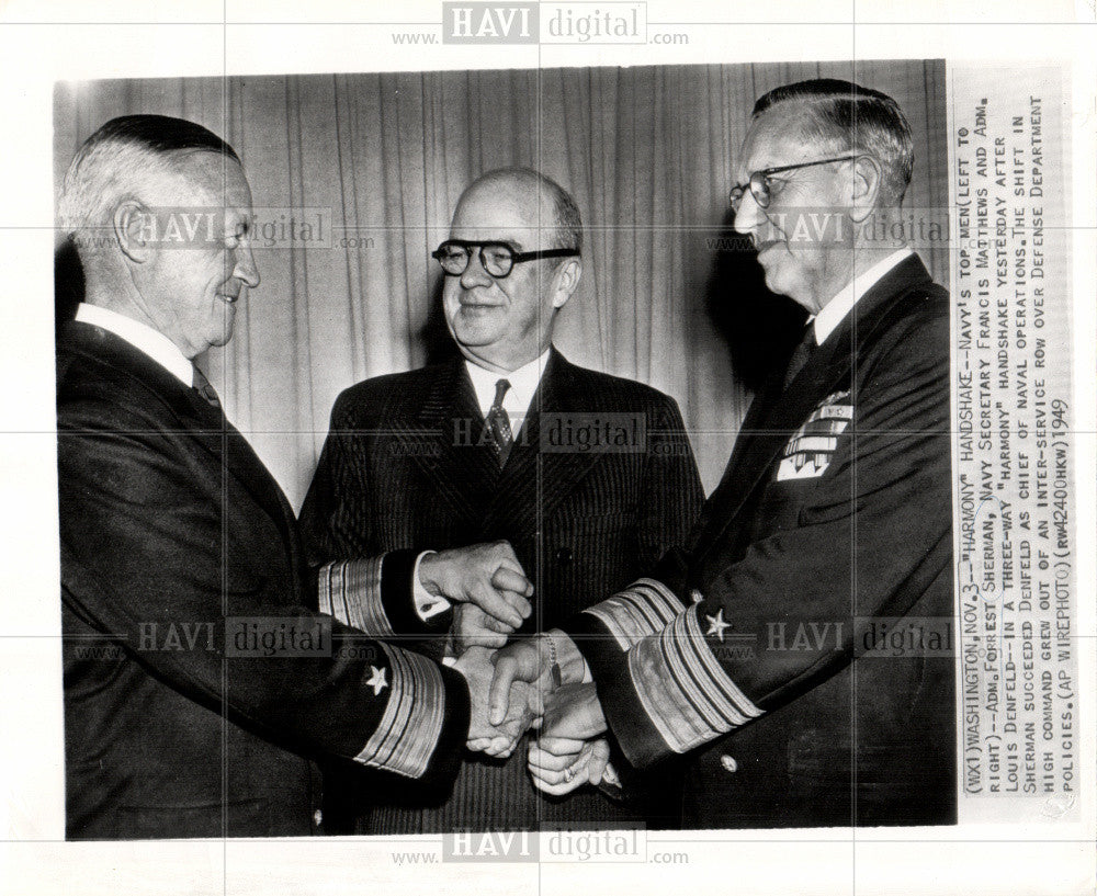 1949 Press Photo Forest Sherman, Francis Mathews, Louis - Historic Images