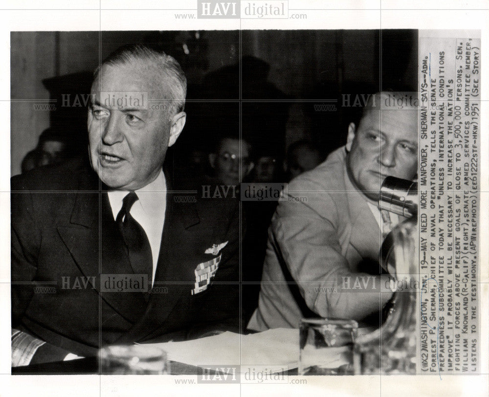 1951 Press Photo Adm. Forrest P. Sherman Chief of Naval - Historic Images