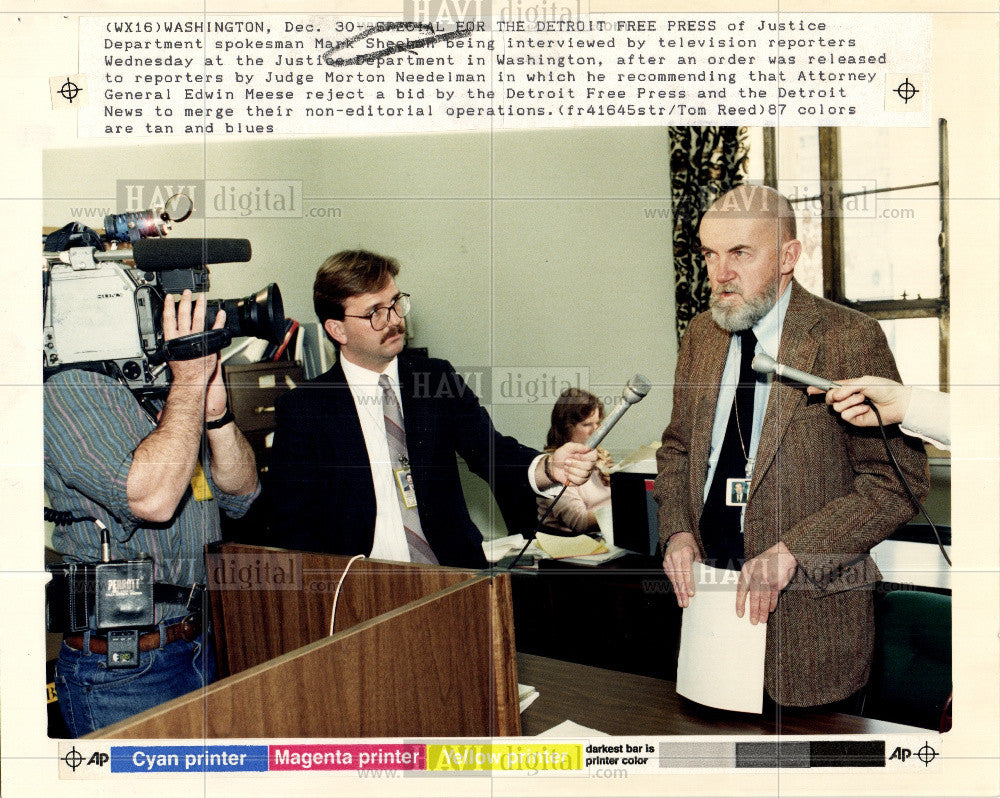 1987 Press Photo Justice Department  Mark Sheehan - Historic Images