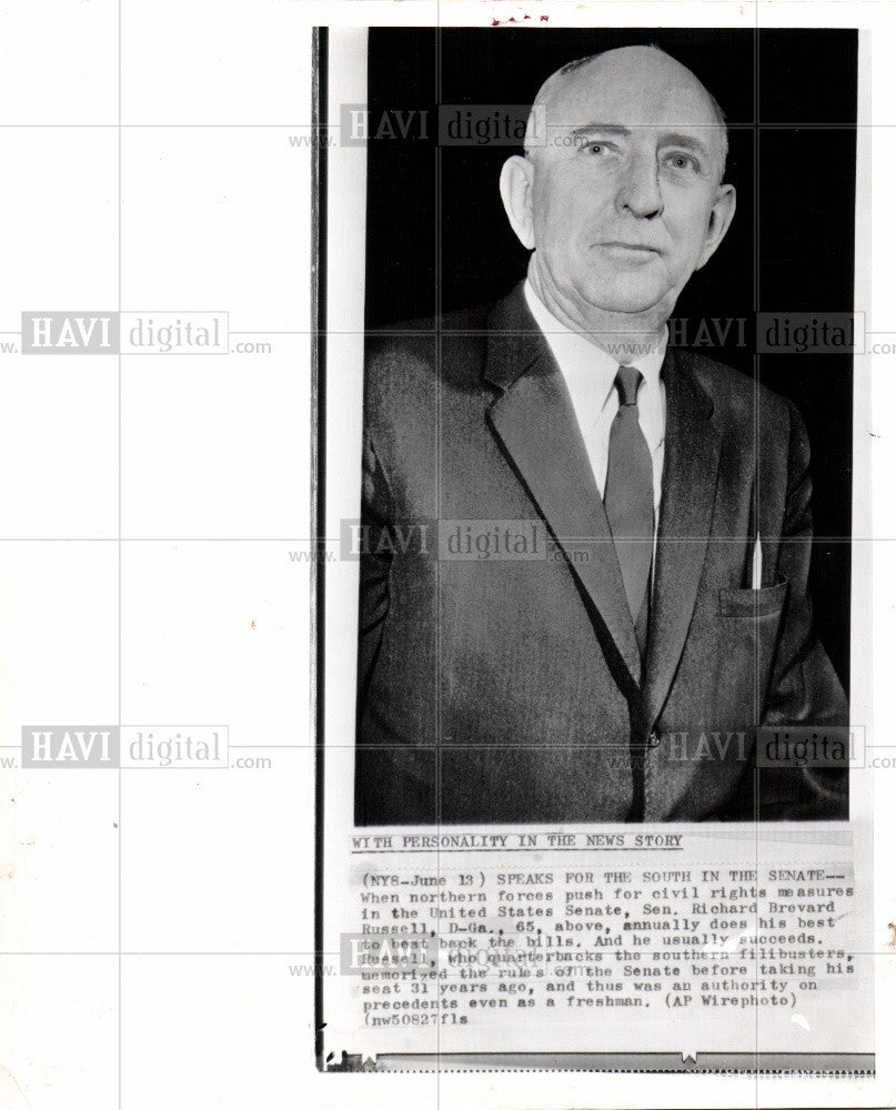 1963 Press Photo Richard Brevard Russell Jr. politician - Historic Images