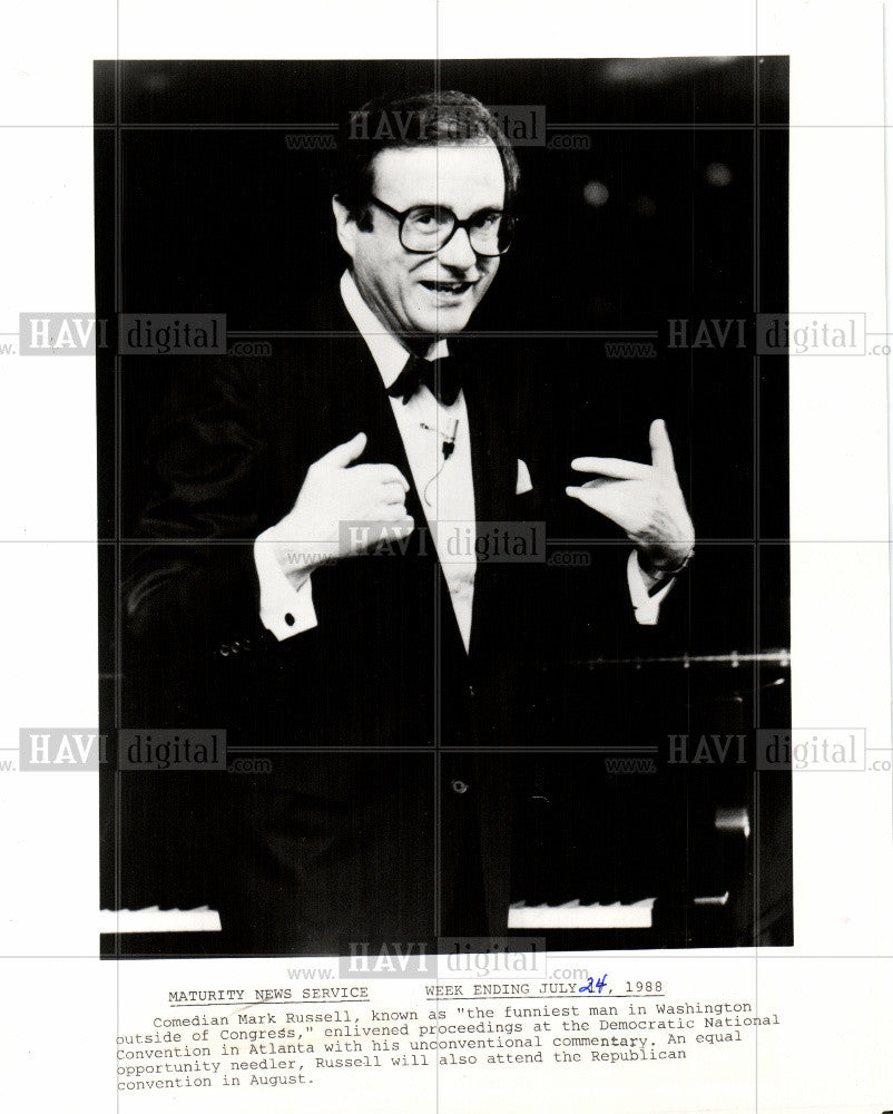 1988 Press Photo COMEDIAN MARK RUSSELL - Historic Images