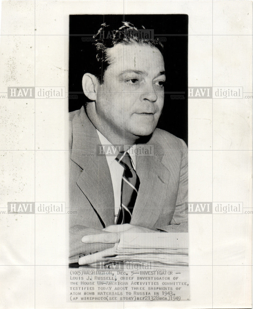 1949 Press Photo Louis J. Russell Chief Investigator - Historic Images