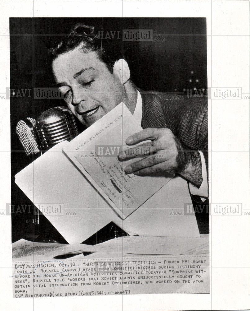 1947 Press Photo Louis J. Russell Former FBI Agent - Historic Images