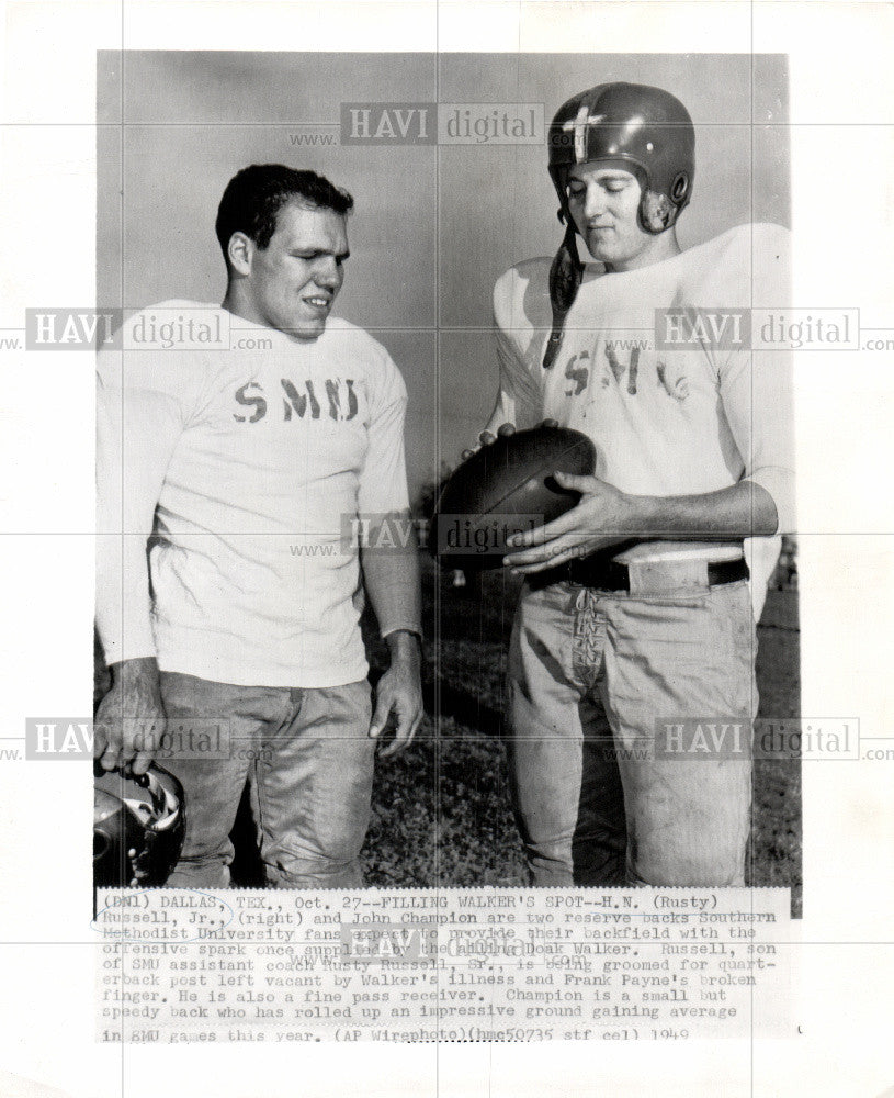 1949 Press Photo Rusty Russell, Jr. John Champion - Historic Images