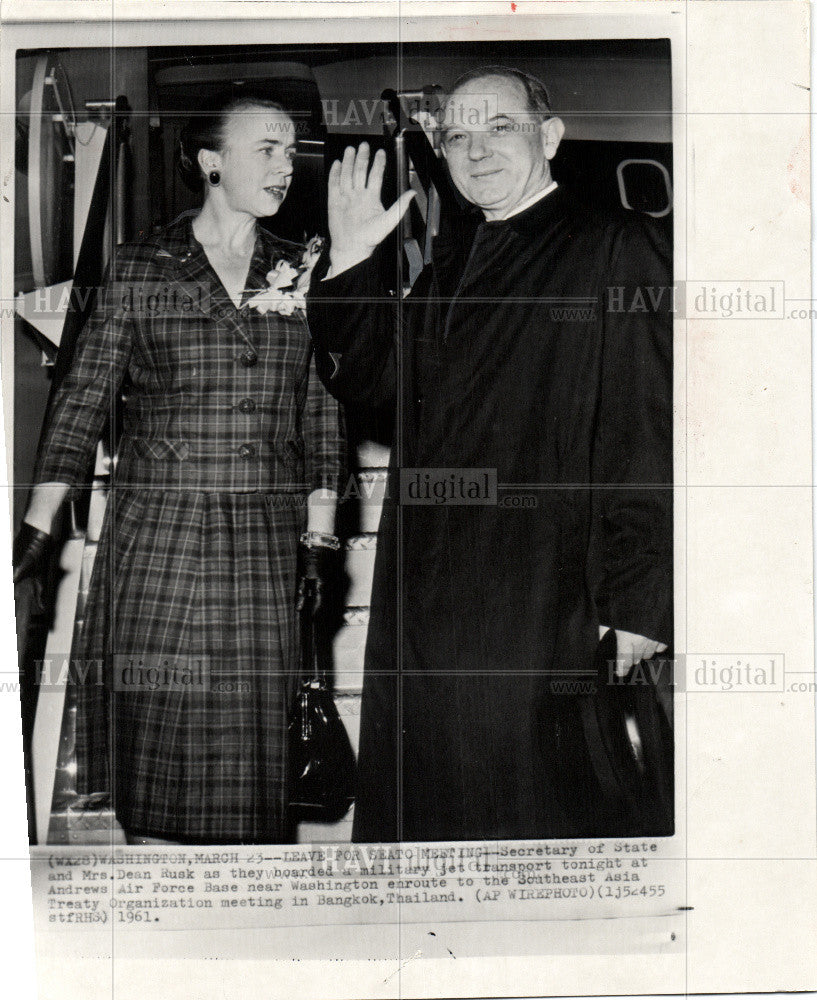 1961 Press Photo Mrs Dean Rusk, SEATO meeting - Historic Images