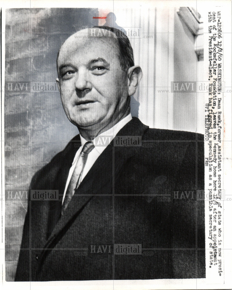 1960 Press Photo dean rusk secretary of state - Historic Images