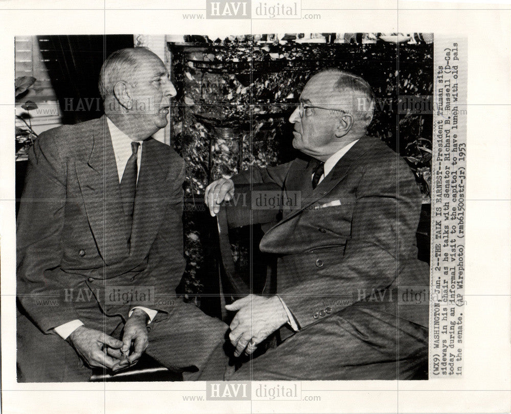 1953 Press Photo Harry Truman, Richard Russell - Historic Images