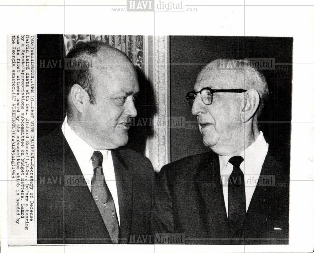 1969 Press Photo Melvin Laird,Richard Russell,chairman - Historic Images