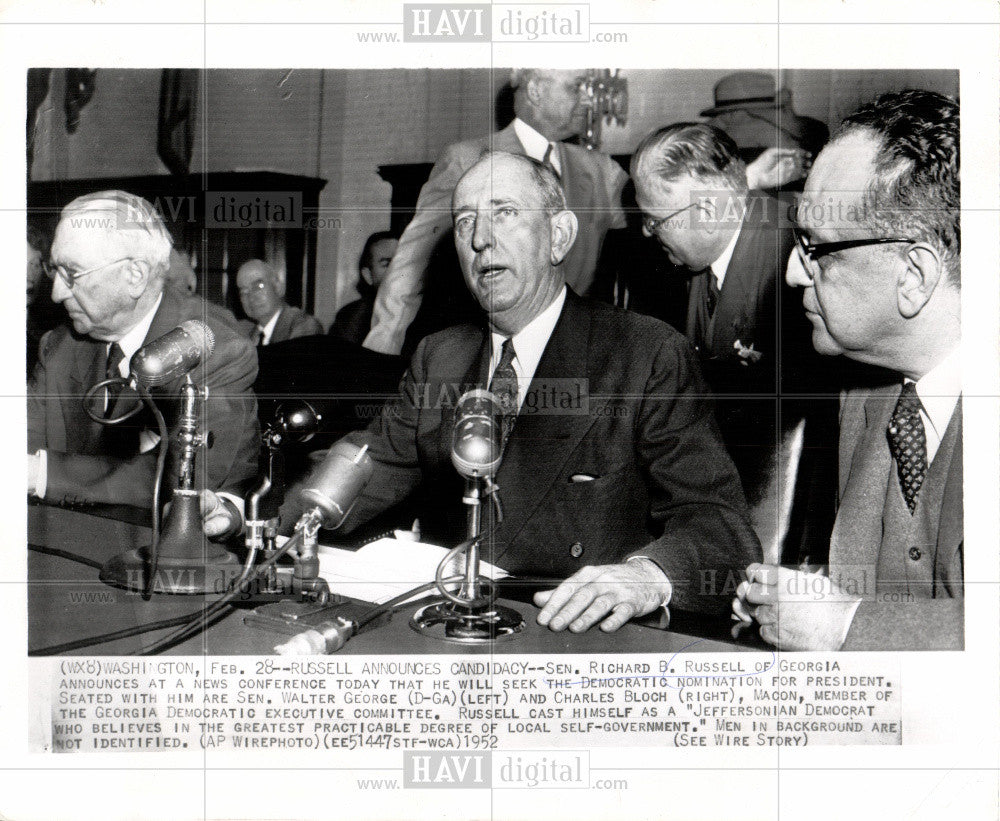 1952 Press Photo Richard Russell Walter George - Historic Images