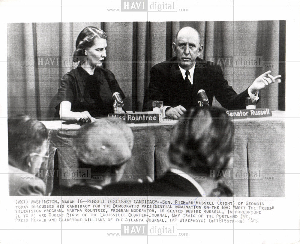 1952 Press Photo Senator Richard Russell Meet the Press - Historic Images