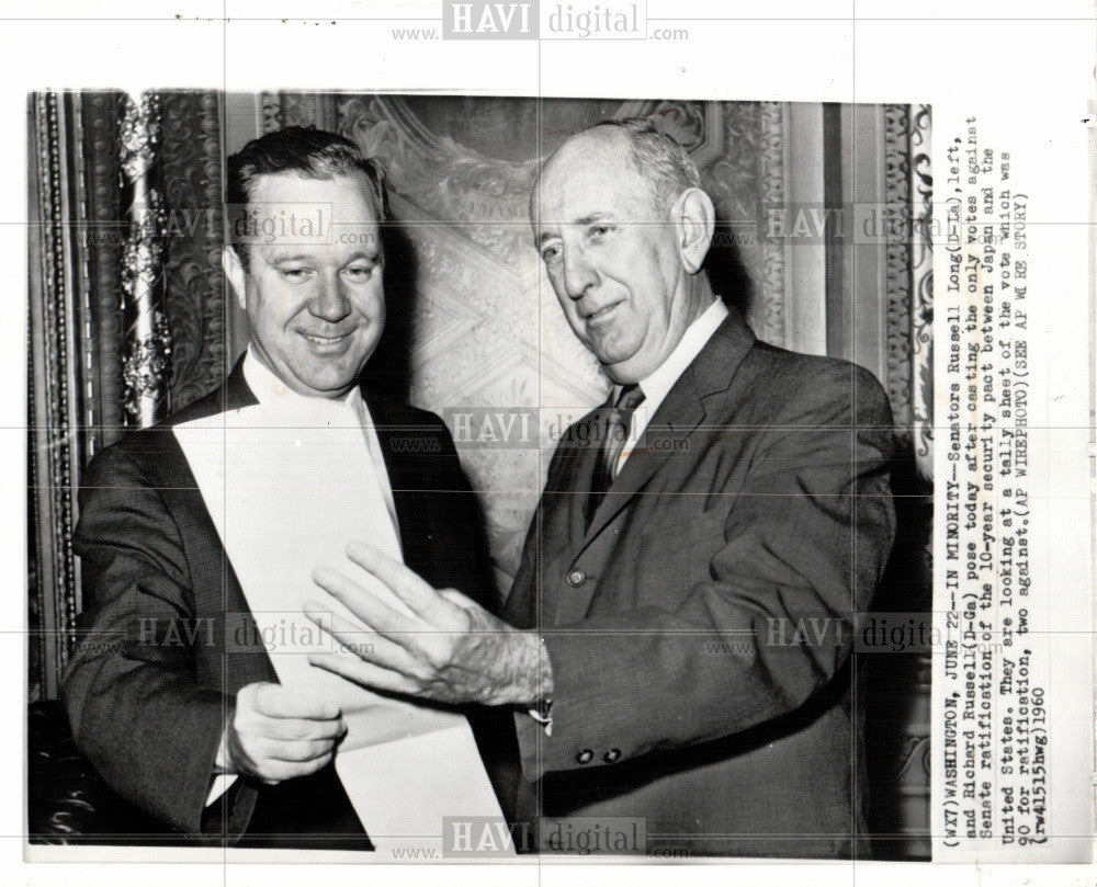 1960 Press Photo Russell Billiu Long - Senator - Historic Images