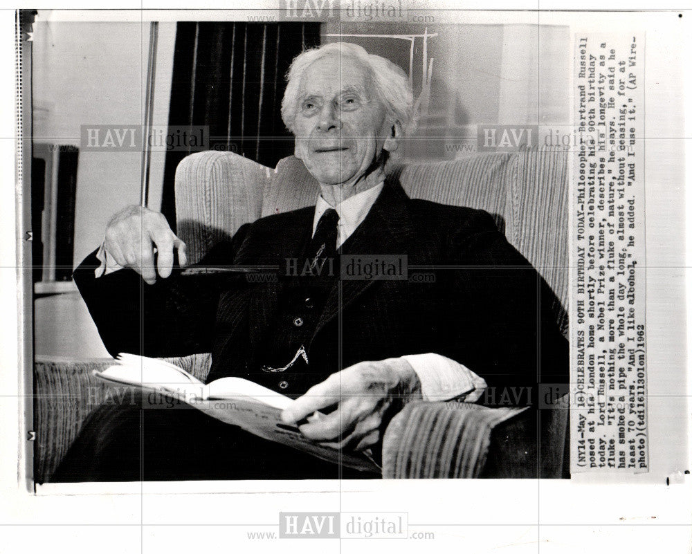 1963 Press Photo Bertrand Russell Noble philosopher - Historic Images