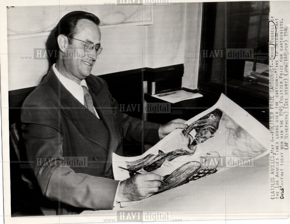 Press Photo Bruce Russell, Pulitzer cartoonist - Historic Images