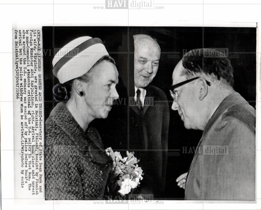 1961 Press Photo Dean Virginia Rusk Ahti Karjalainen - Historic Images