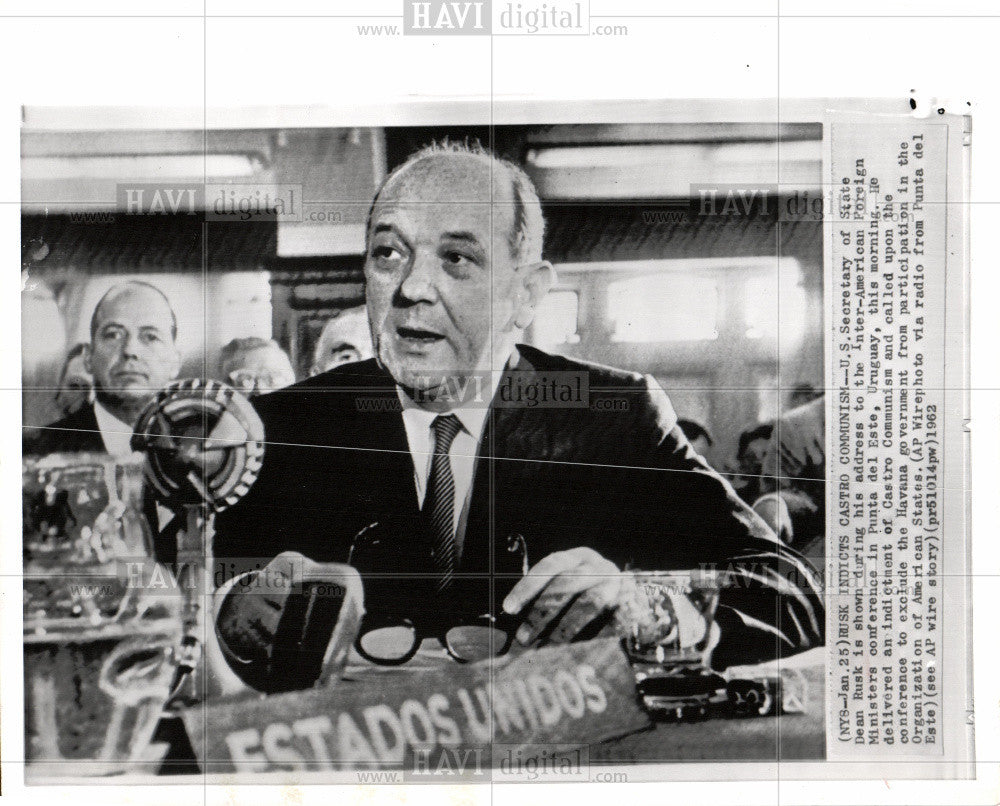 1962 Press Photo Dean Rusk Inter-American conference - Historic Images