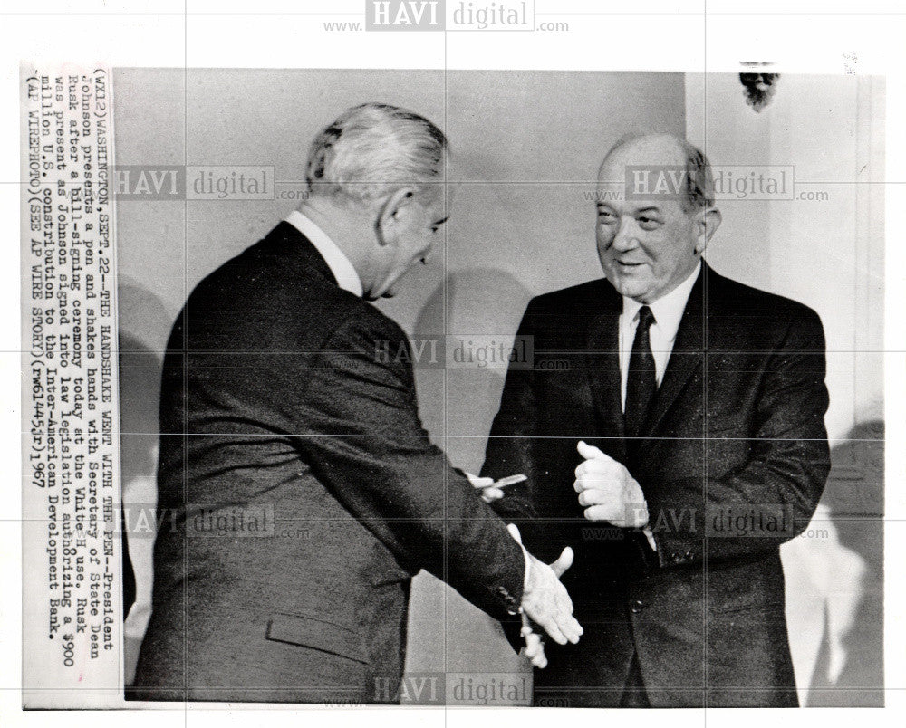 President Johnson, Dean Rusk 1967 Vintage Photo Print - Historic Images