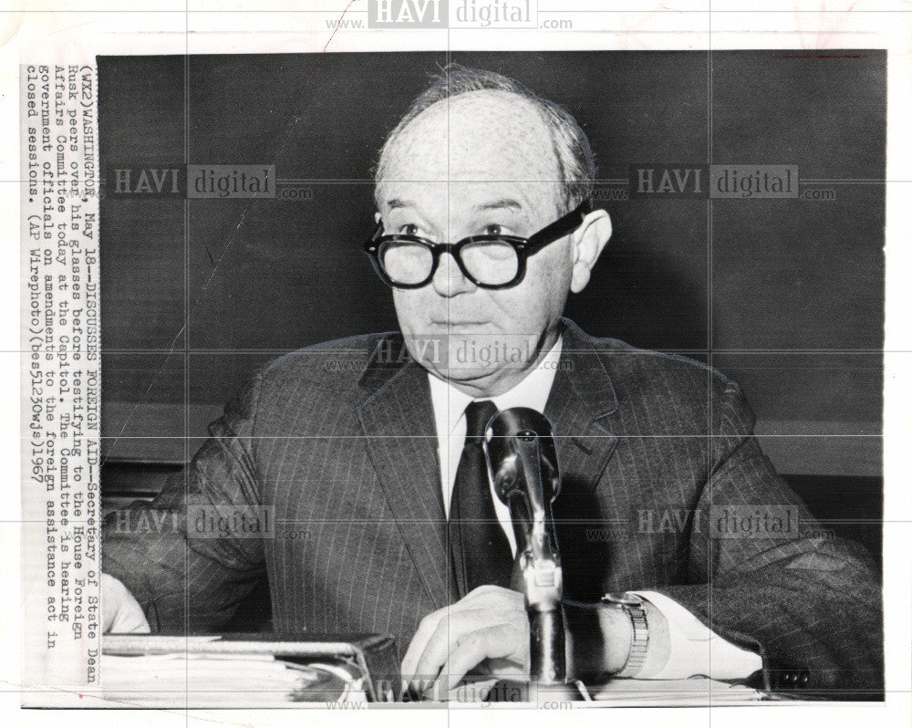 1967 Press Photo Secretary of State Dean Rusk - Historic Images