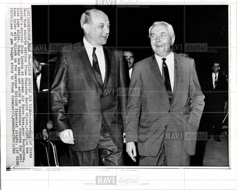 1966 Press Photo Dean Rusk Harold Wilson Washington - Historic Images