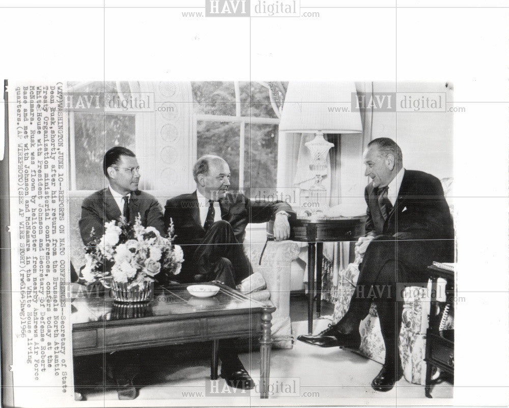 1966 Press Photo David Dean Rusk Lyndon B. Johnson - Historic Images