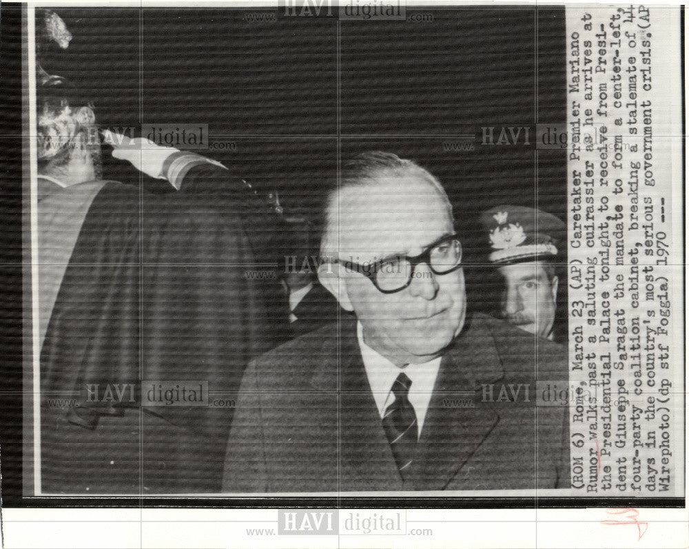 1970 Press Photo Premier Mariano Rumor Rome Italy - Historic Images
