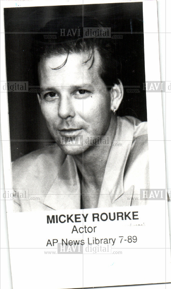 1989 Press Photo MICKEY ROURKE ACTOR - Historic Images