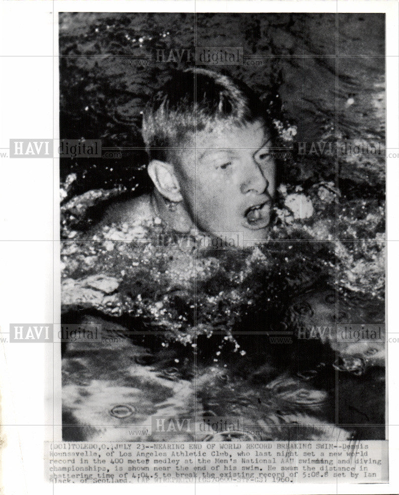 1960 Press Photo Dennis Hounsavelle Los Angeles Swim - Historic Images