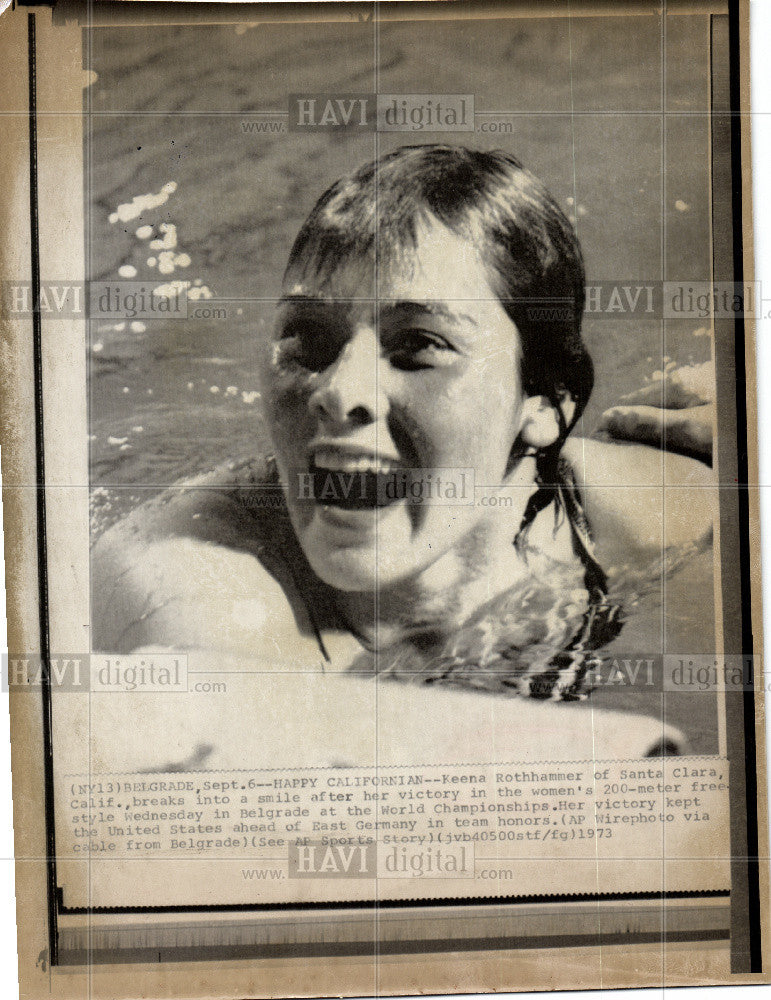 1973 Press Photo Keena Rothhammer freestyle swimming - Historic Images