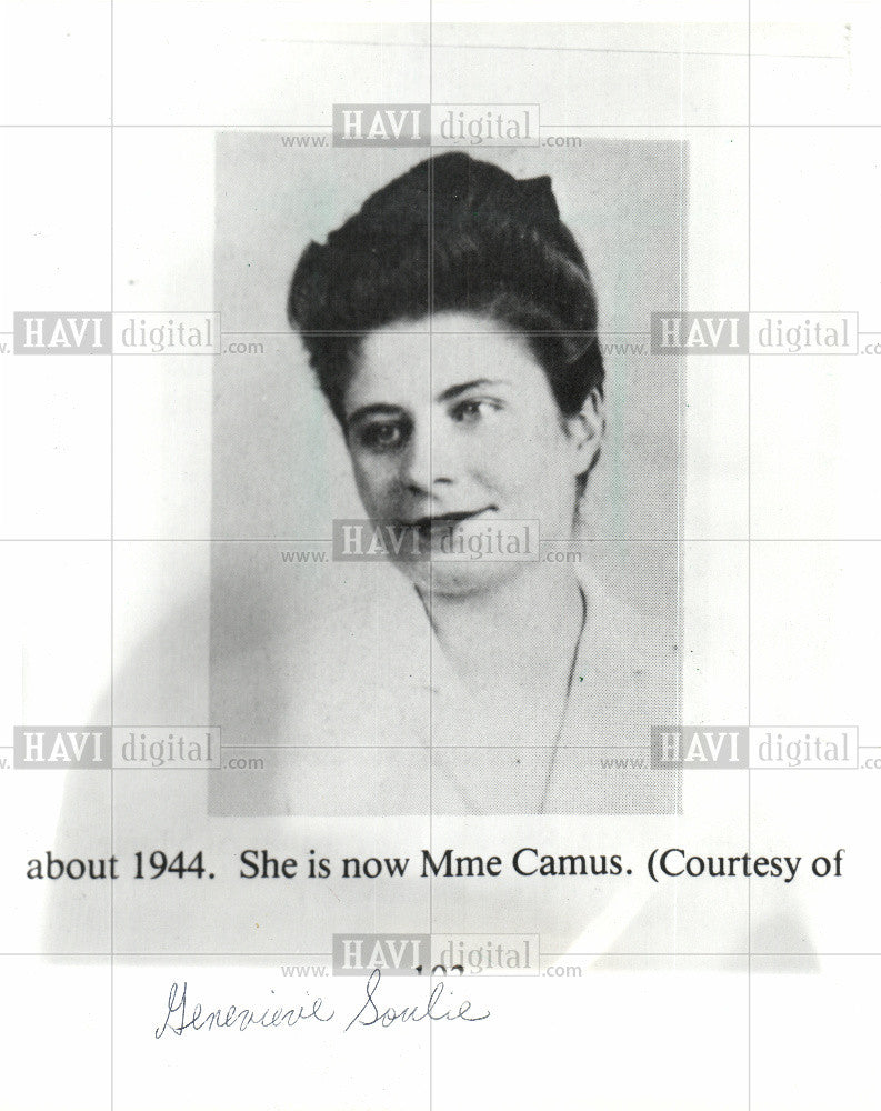 1986 Press Photo ABOUT 1944. SHE IS NOW MME CAMUS - Historic Images