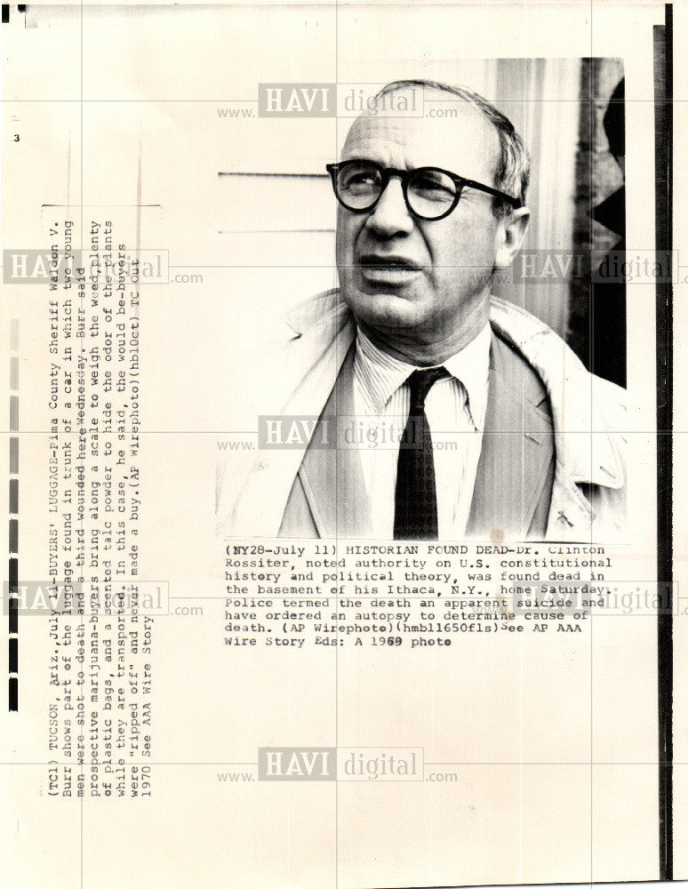 1970 Press Photo Clinton Rossiter Historian Scientist - Historic Images