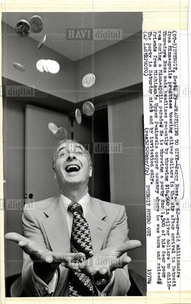 1978 Press Photo Percy Ross Philanthropy Michigan - Historic Images