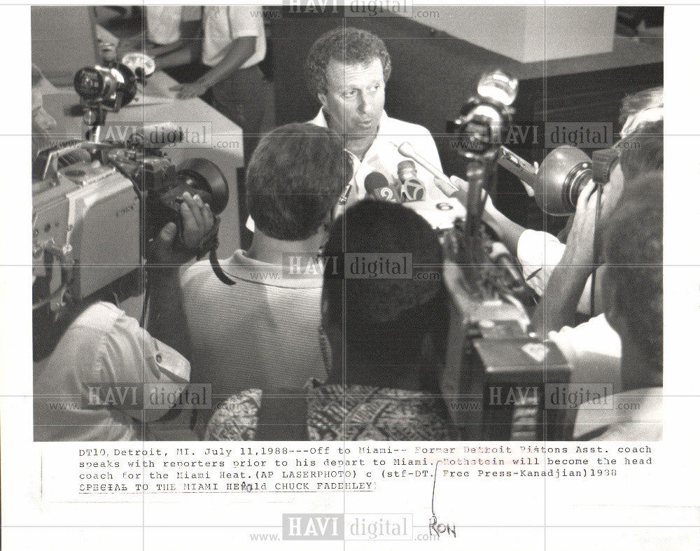 1988 Press Photo ROTHETEIN  HEAD COACH MIAMI HEAT - Historic Images