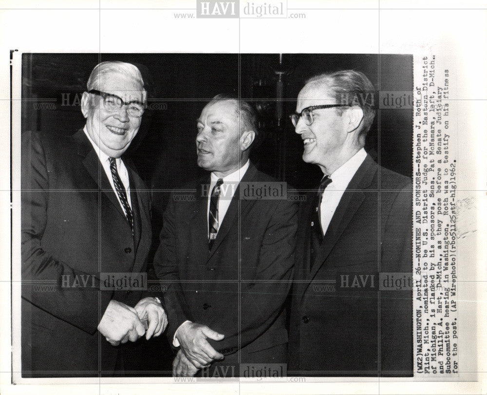 1962 Press Photo Stephen John Roth - Federal Judge - Historic Images