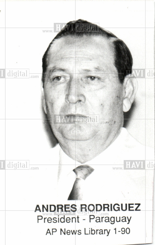 1990 Press Photo Andres Rodriguez Paraguay President - Historic Images