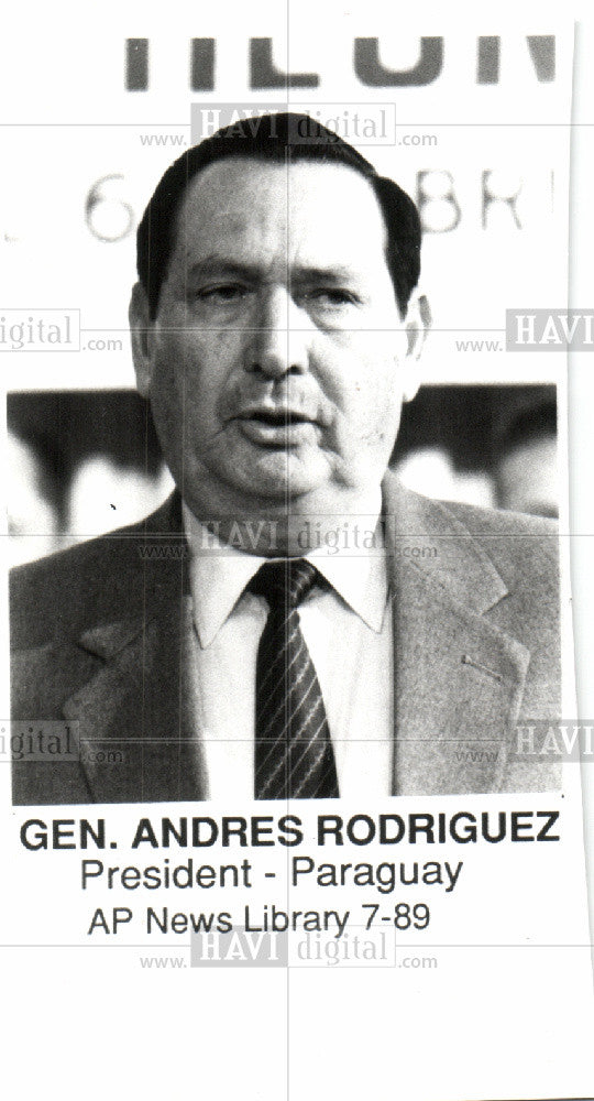 1989 Press Photo GEN.ANDRES RODRIGUES PRESIDENT - Historic Images