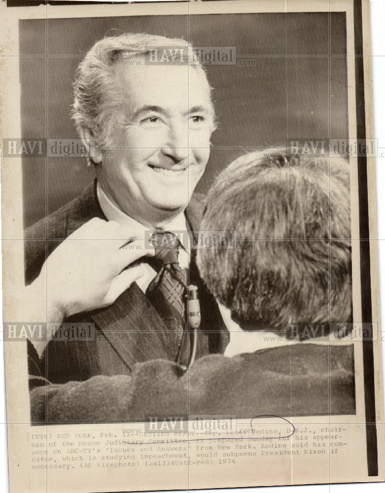 1974 Press Photo Rep. Peter Rodino Judiciary Committee - Historic Images