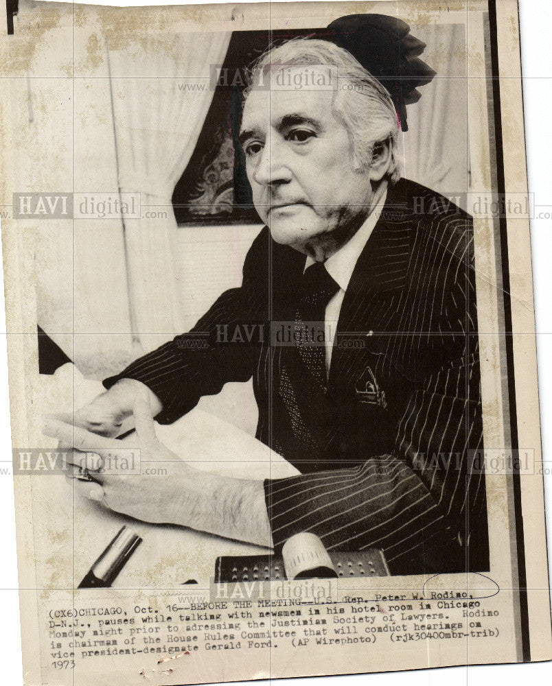 1973 Press Photo U.S. Rep. Peter W Rodino - Historic Images