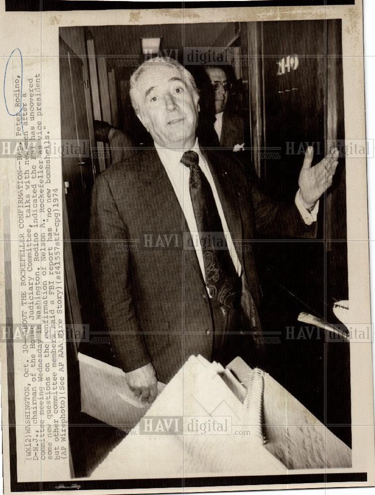 1974 Press Photo Rep Peter Rodino Washington Judiciary - Historic Images