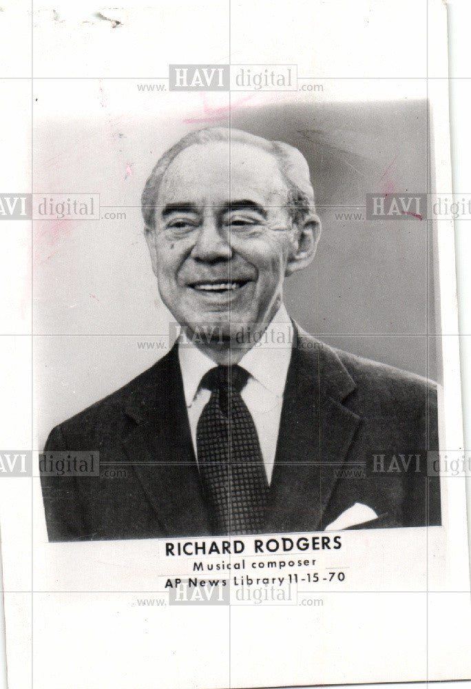 1970 Press Photo Richard Rodgers US Broadway composer - Historic Images