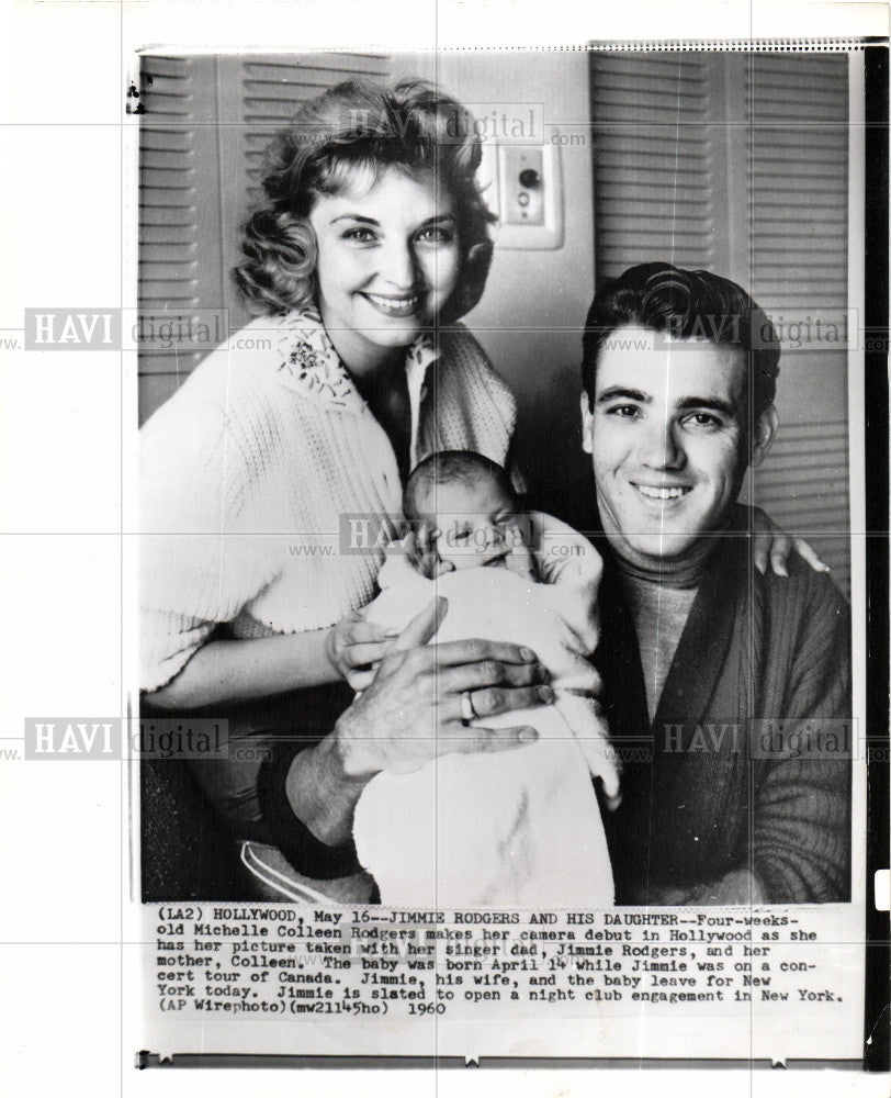 1960 Press Photo Jimmie Rodgers,baby,daughter,musician - Historic Images