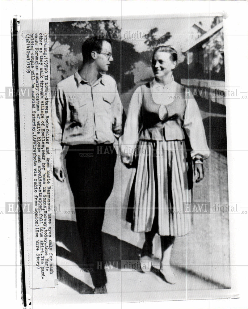 1959 Press Photo Steven Rockefeller Anne Marie Rasmusse - Historic Images