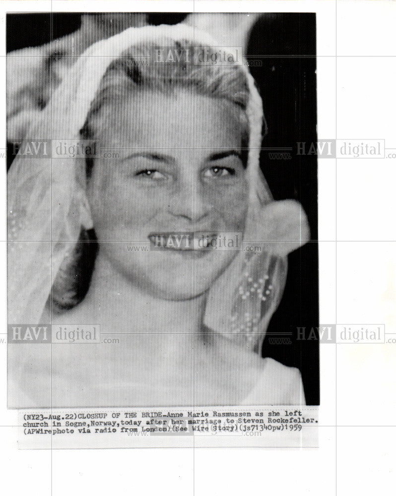 1959 Press Photo Steven Rockefeller Bride Marriage - Historic Images